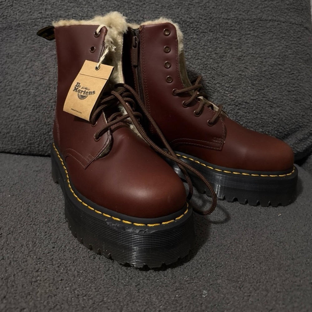 Dr. Martens Brown Combat Boots with Air-Cushioned Soles